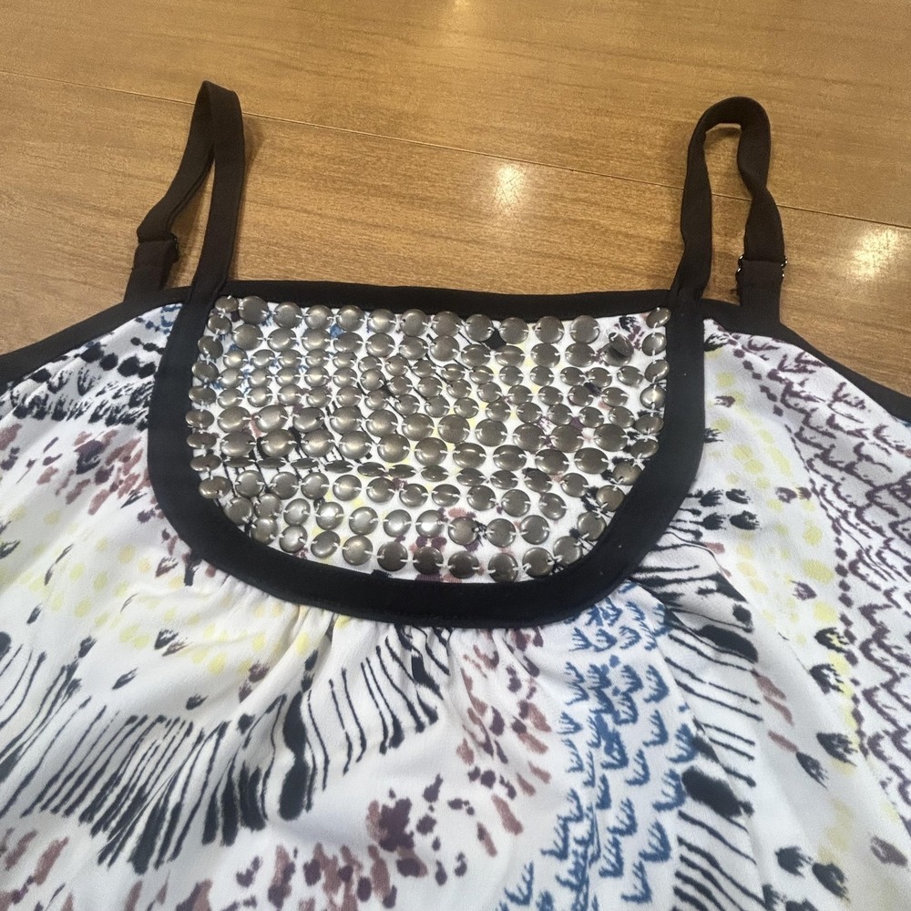 Set 2 The Limited Tank Top Womens Medium Multicolor Sequin Geometric Sheer - Picture 2 of 13